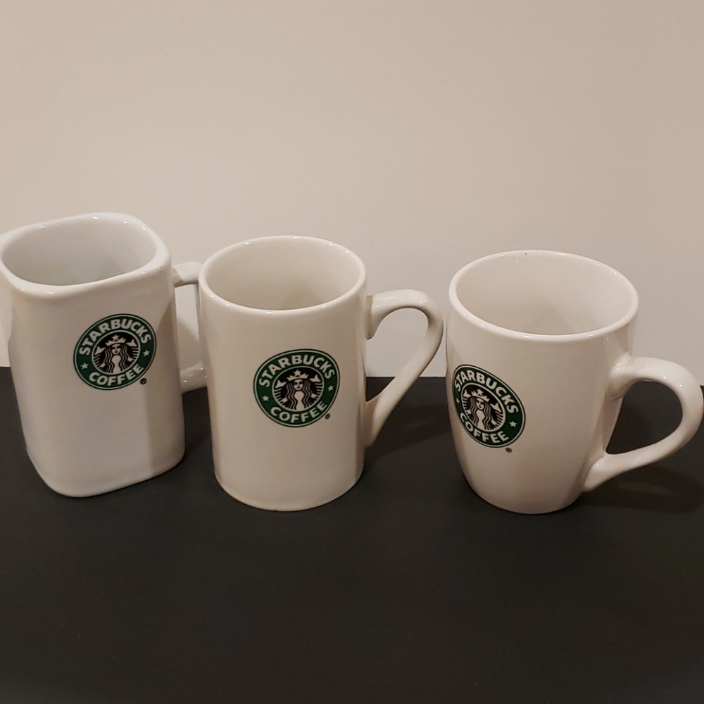 3 Starbucks Coffee Mugs Cups 2007 2008 2010 Mermai